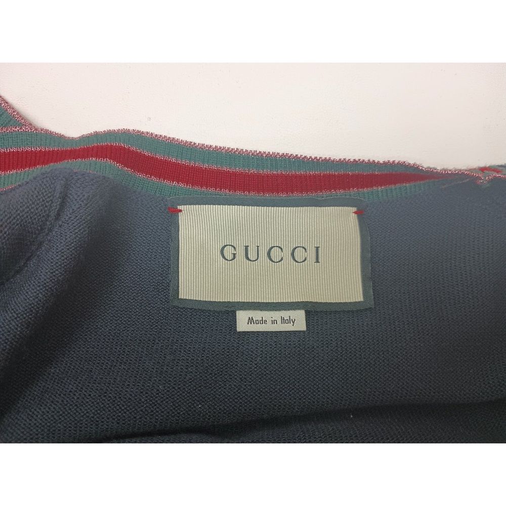 Gucci Women's Navy Blue Striped Merino Wool Knit Cardigan Size Small - Picture 6 of 6